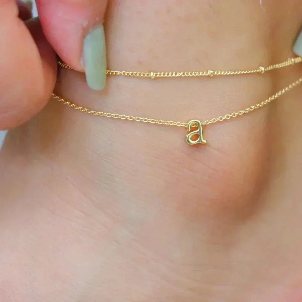 💛GOLD A to Z LETTER SPARKLE INITIAL ANKLET ALPHABET BRACELET GIFT, ELDM22279 - Picture 8 of 12